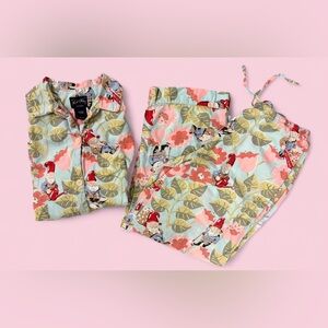 Nick & Nora Gnome Floral Cotton Pajama Set | Womens L
